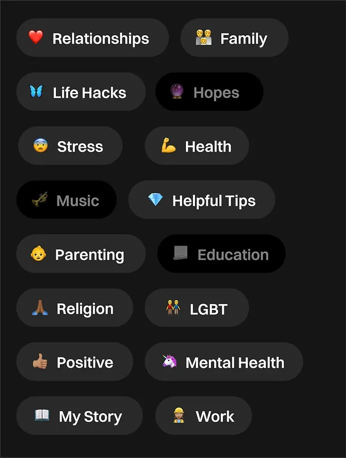 TalkLife Workplace app wellness categories and topics